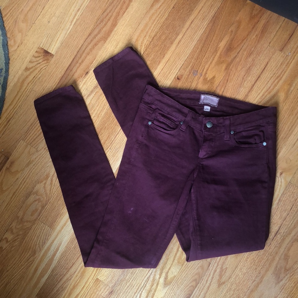 Maroon-Purple Paige Peg Skinny Jeans